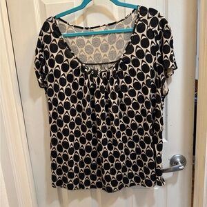 Michael Kors Black and Cream Patterned Blouse Plus Size 3X